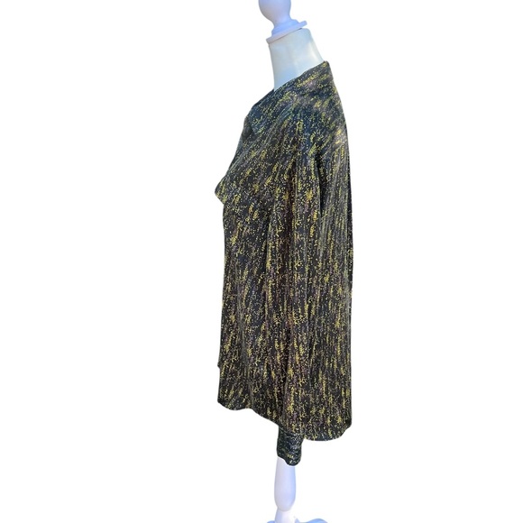 Equipment Black and Yellow Patterned Button Down Silk Shirt Size Large - Picture 3 of 7